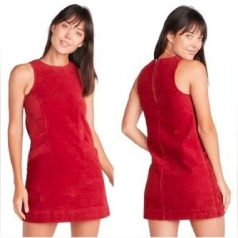 Marine Layer Red Corduroy Sleeveless Mini Shift Dress Women's Size Small
